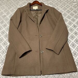 Appleseed's Brown Wool Blend Button Front Casual Overcoat Jacket Womans Size XL